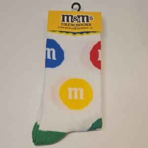 M&M'S White Crew Socks with Colorful Logo Design